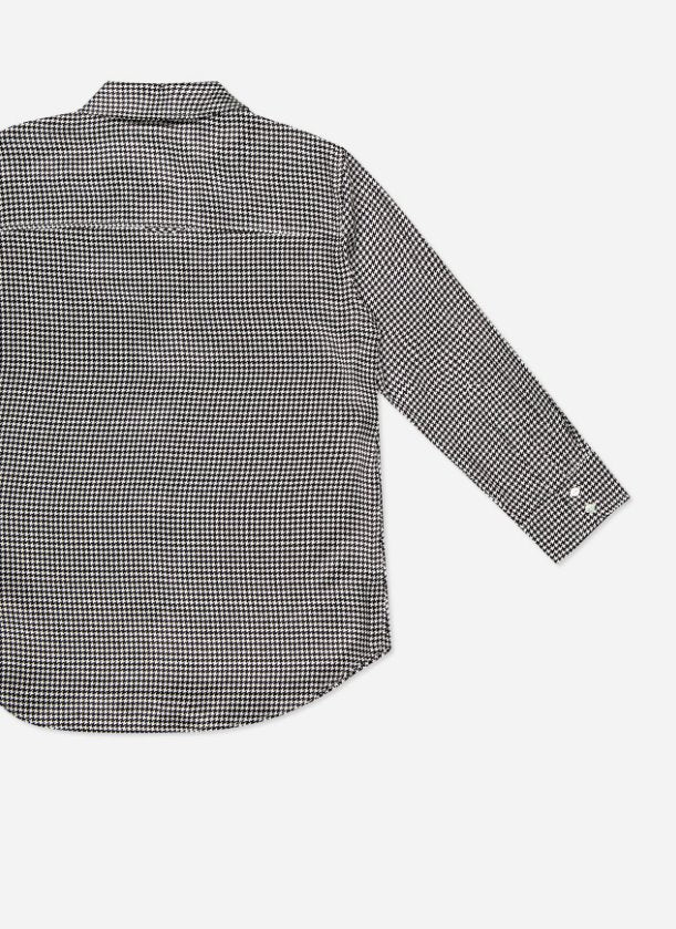 Dani 3/4 Sleeve Blouse White/Black Houndstooth Tops - Button Down L'Agence 