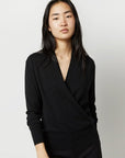 Mika Surplice Sweater Black Cashmere Sweater - V-Neck Ann Mashburn 