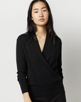 Mika Surplice Sweater Black Cashmere