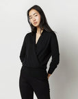 Mika Surplice Sweater Black Cashmere Sweater - V-Neck Ann Mashburn 