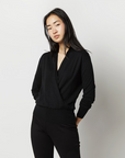 Mika Surplice Sweater Black Cashmere