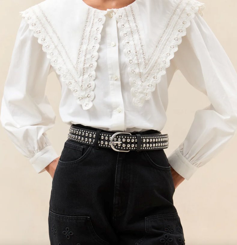 Isaac Studded Belt Black/Silver Belts Loeffler Randall 