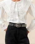 Isaac Studded Belt Black/Silver Belts Loeffler Randall 