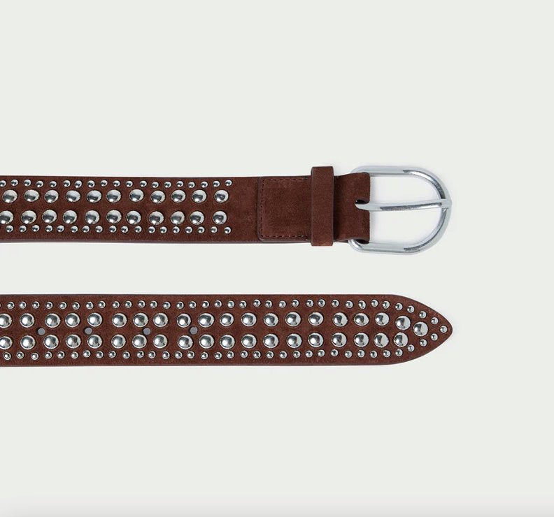 Isaac Studded Belt Espresso/Silver Belts Loeffler Randall 