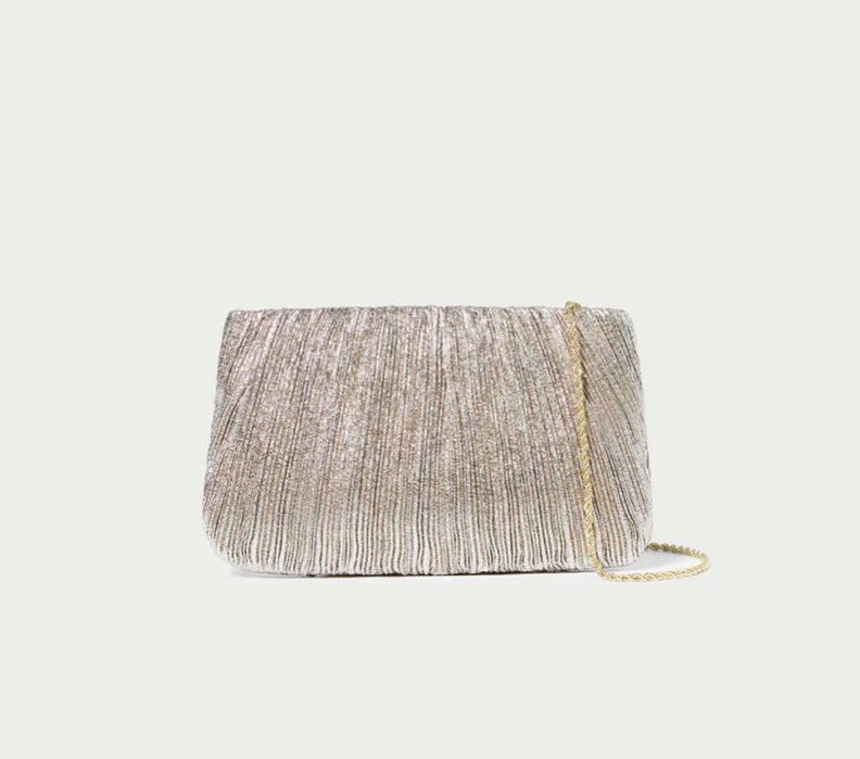 Brit Flat Pleated Pouch Champagne Clutch Loeffler Randall 