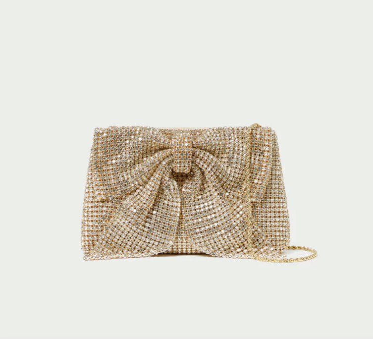 Jolene Diamante Bow Clutch Gold Clutch Loeffler Randall 