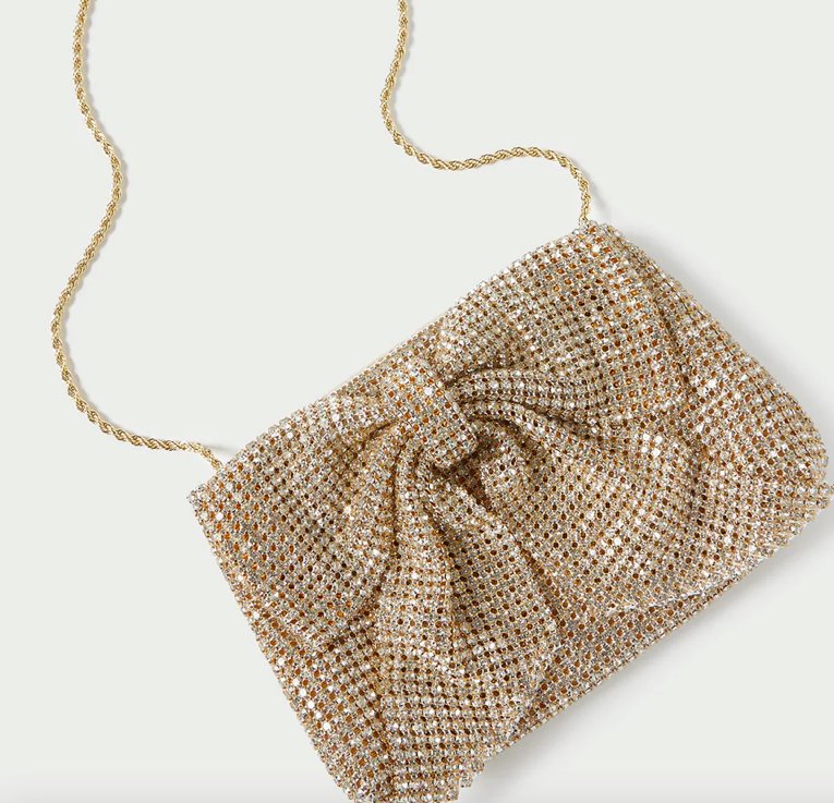 Jolene Diamante Bow Clutch Gold Clutch Loeffler Randall 