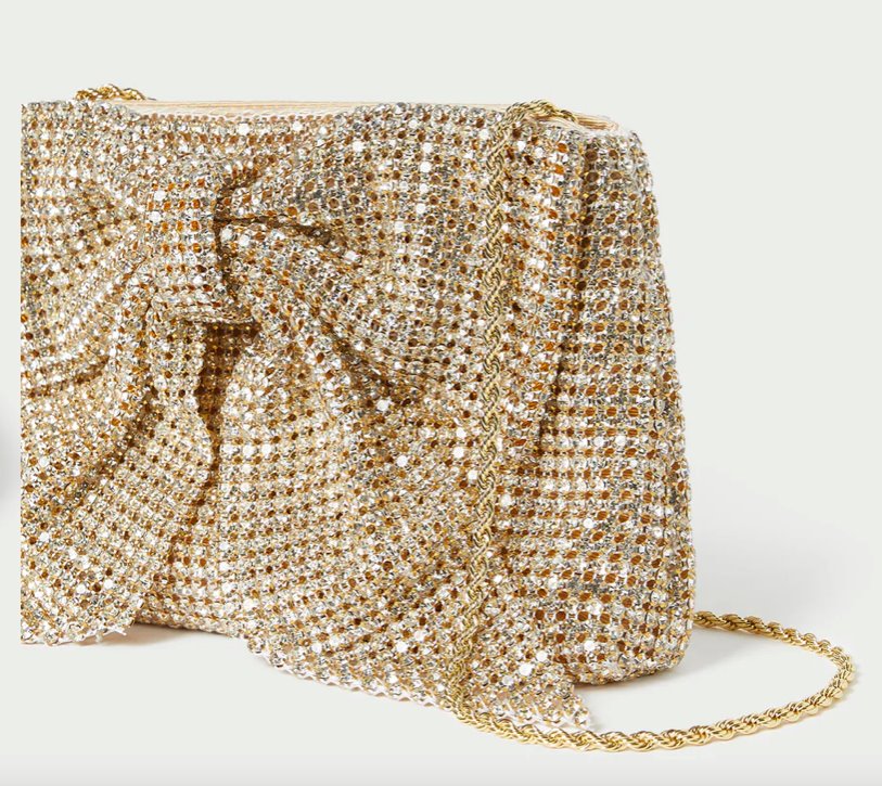 Jolene Diamante Bow Clutch Gold Clutch Loeffler Randall 