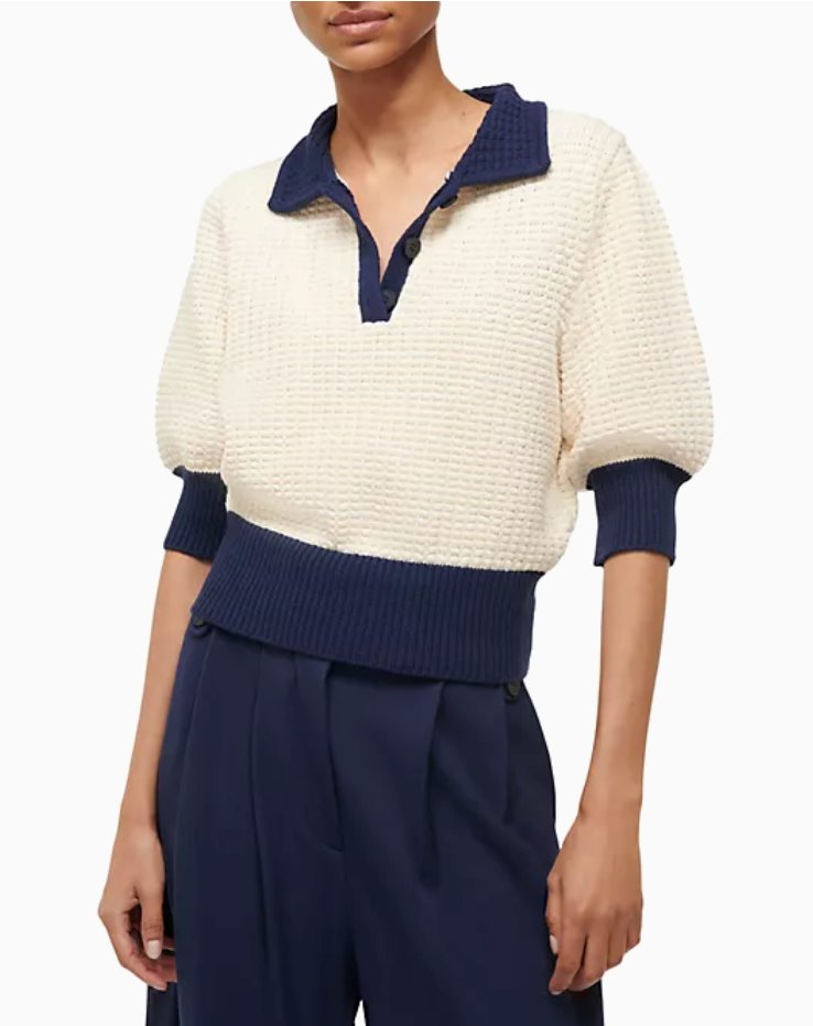 Altea Sweater Ivory/Navy Sweater - Crewneck Staud 