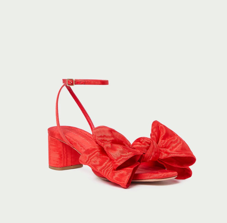 Carmen Red Moiré Bow Sandal Sandals - Heeled Sandals Loeffler Randall 