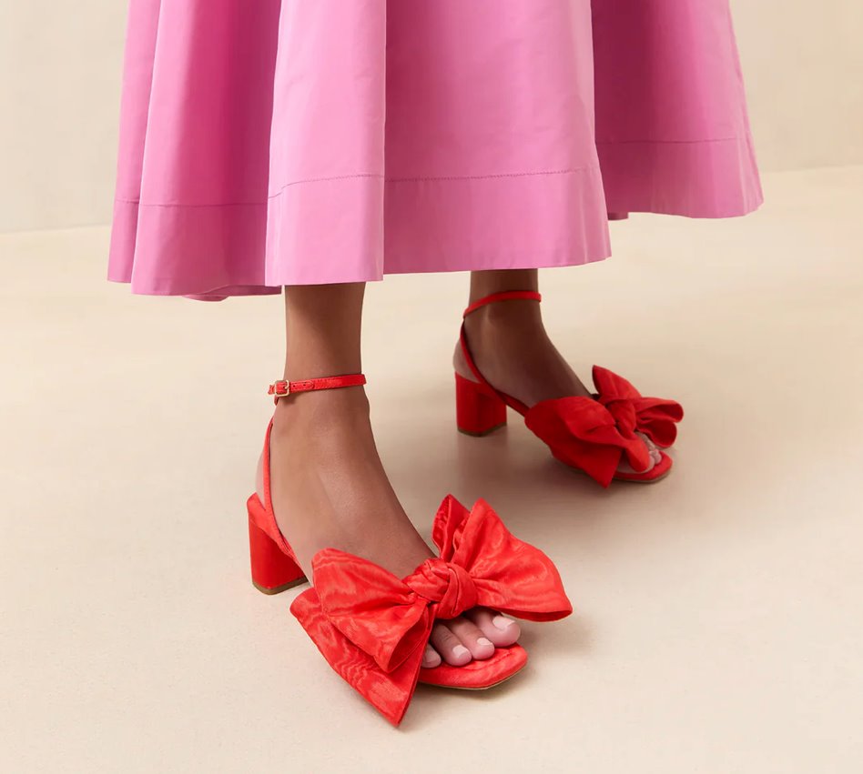 Carmen Red Moiré Bow Sandal Sandals - Heeled Sandals Loeffler Randall 