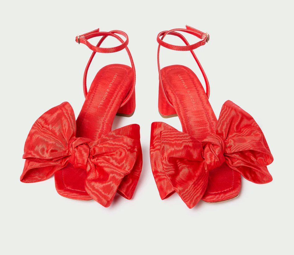 Carmen Red Moiré Bow Sandal Sandals - Heeled Sandals Loeffler Randall 