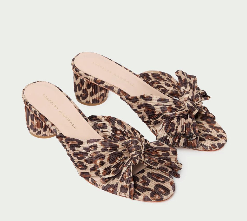 Emilia Leopard Pleated Bow Sandal Sandals - Heeled Sandals Loeffler Randall 