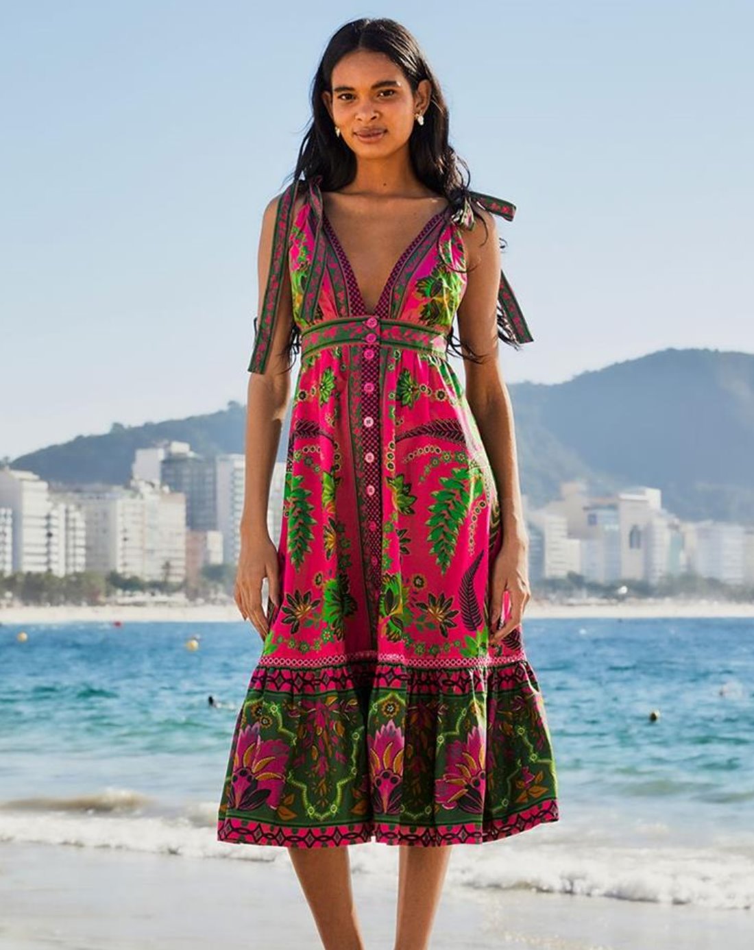 Ana Tapestry Pink Midi Dress Dresses - Midi Farm Rio 