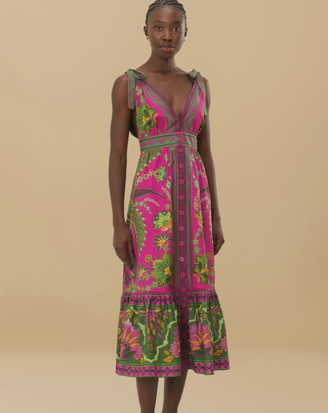 Ana Tapestry Pink Midi Dress Dresses - Midi Farm Rio 