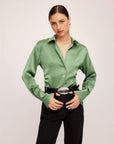 Tawnie Side Pleat Shirt Sage Tops - Button Down Fifteen Twenty 