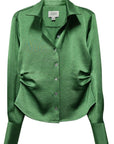 Tawnie Side Pleat Shirt Sage Tops - Button Down Fifteen Twenty 