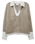 Mila Colorblock Sweater Oatmeal Sweater - V-Neck Fifteen Twenty 