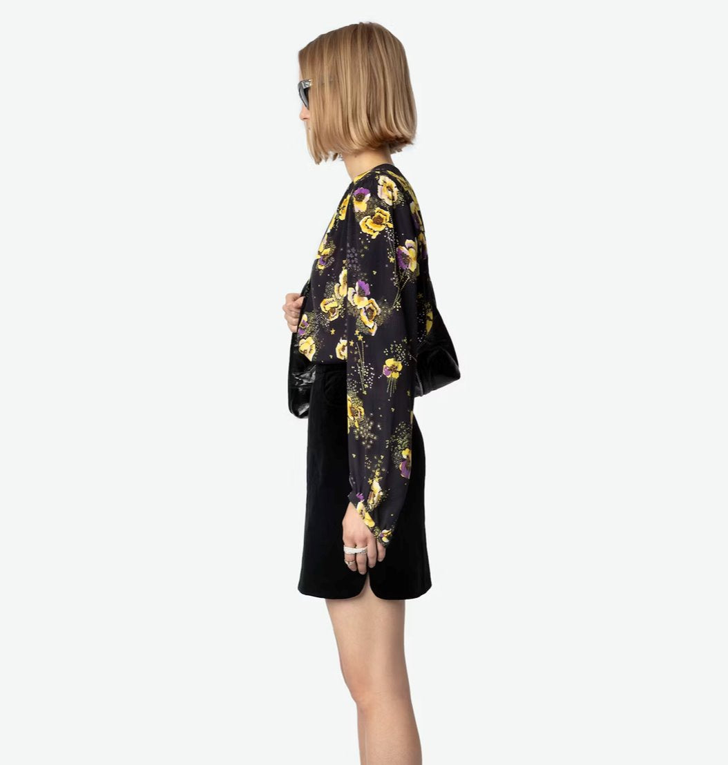 Turin Crepe Blouse Black Yoko Floral Print – Peter Kate