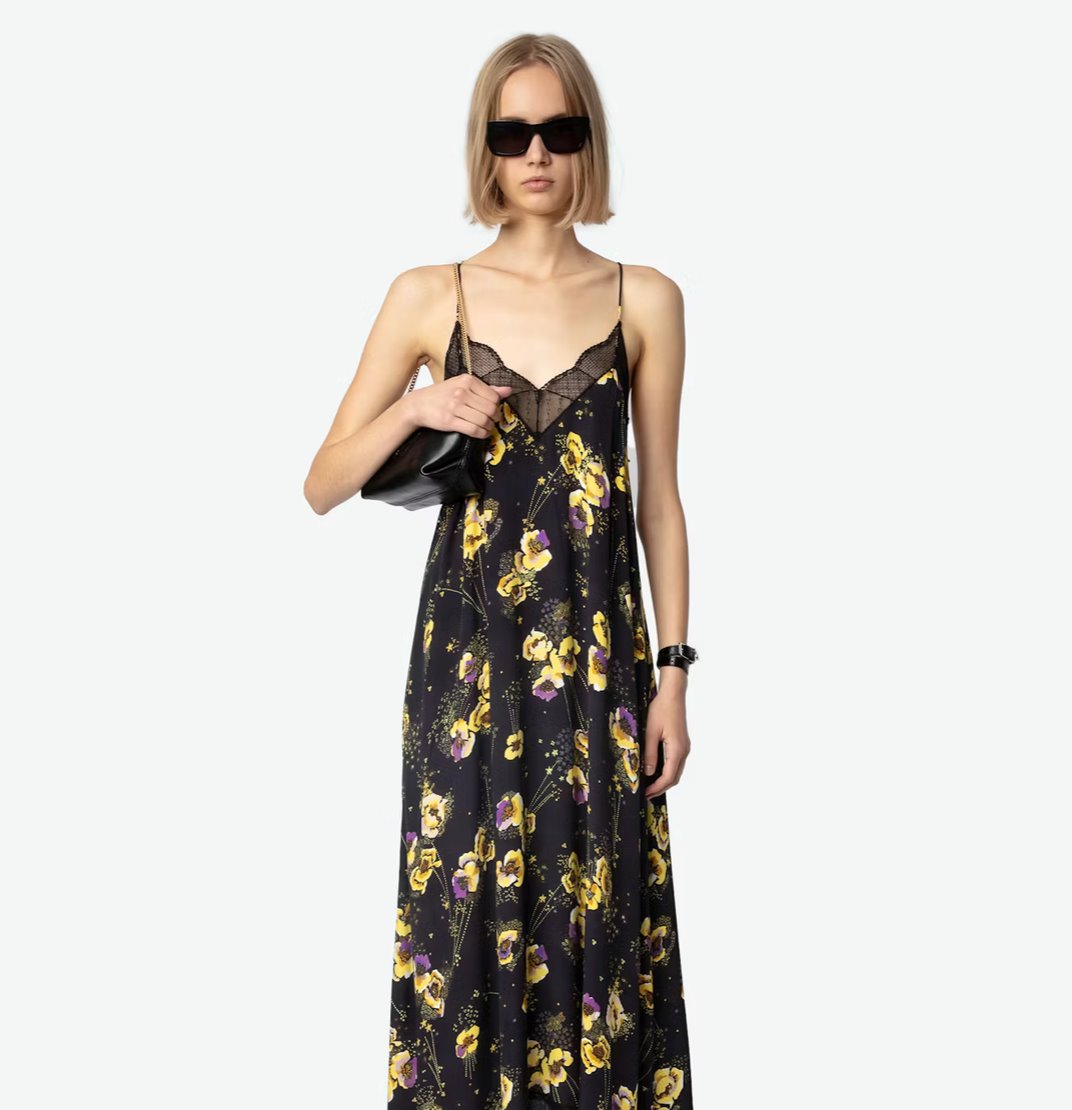 Risty Dress Black Yoko Floral Print Dresses - Midi Zadig & Voltaire 