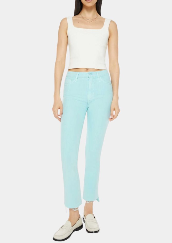 The Insider Crop Step Fray Chalk It Up Blue Glow Denim - Cropped & Ankle Mother 