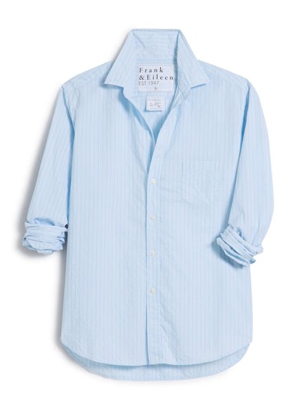 Eileen Relaxed Butt Up Shirt French Blue Stripe w/ Glitter Tops - Button Down Frank & Eileen 