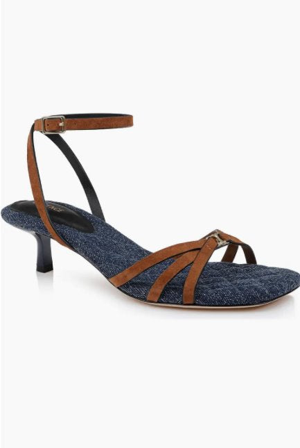 Genette Buckskin Suede Sandals - Heeled Sandals L'Agence Shoes 