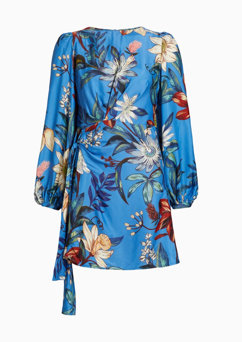 Surreal Flowers Blue Wrap Mini Dress Dresses - Short Farm Rio 