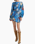 Surreal Flowers Blue Wrap Mini Dress