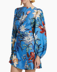 Surreal Flowers Blue Wrap Mini Dress