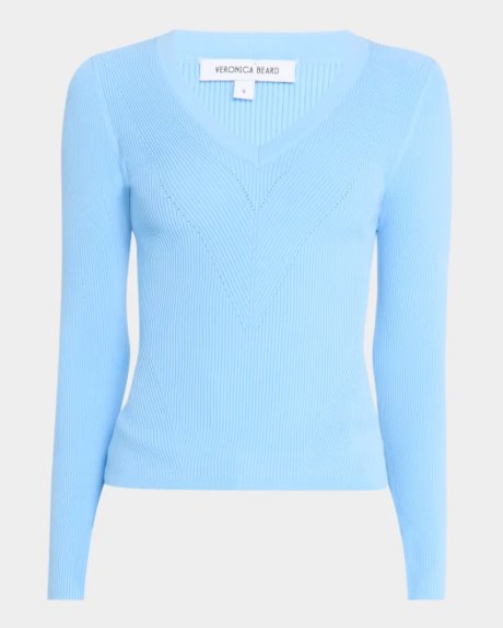 Callie Sweater Blue Sky Sweater - V-Neck Veronica Beard 