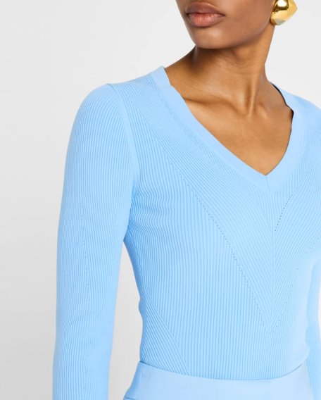 Callie Sweater Blue Sky Sweater - V-Neck Veronica Beard 