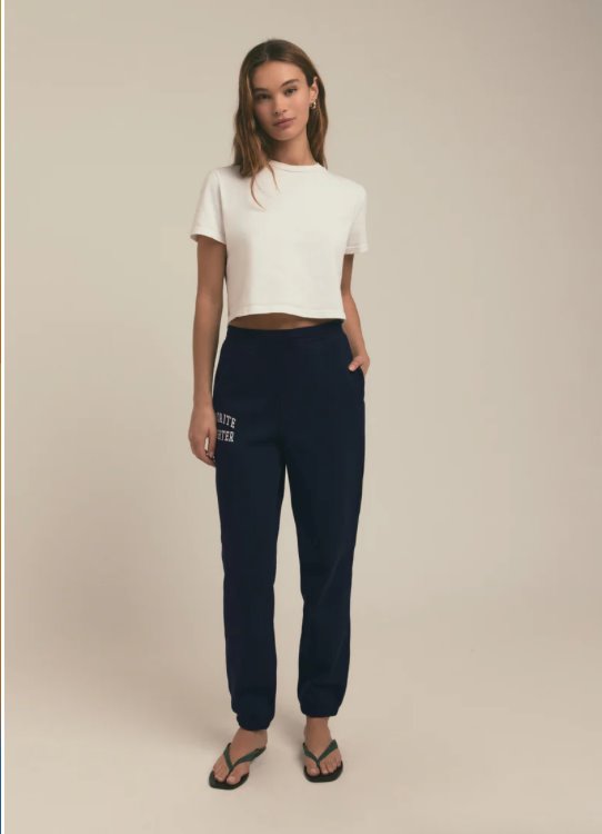 The Collegiate Jogger Navy Pants - Sweatpants Favorite Daughter 