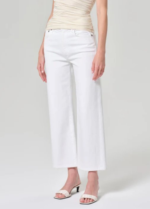 Harper Crop Sour Cream Denim - Flare & Wide Leg Agolde 