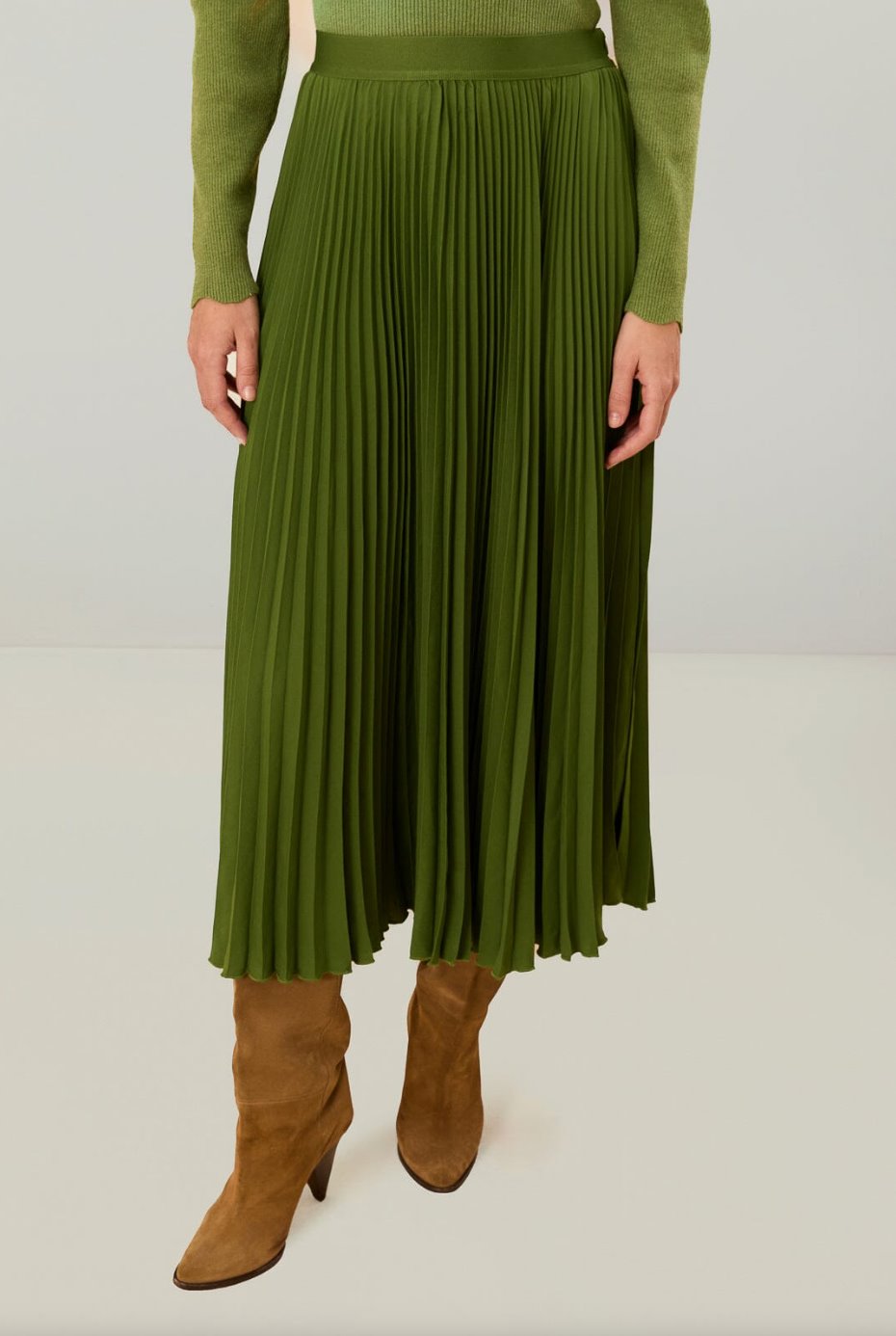 Pleated Maxi Skirt Green Skirts - Maxi Farm Rio 