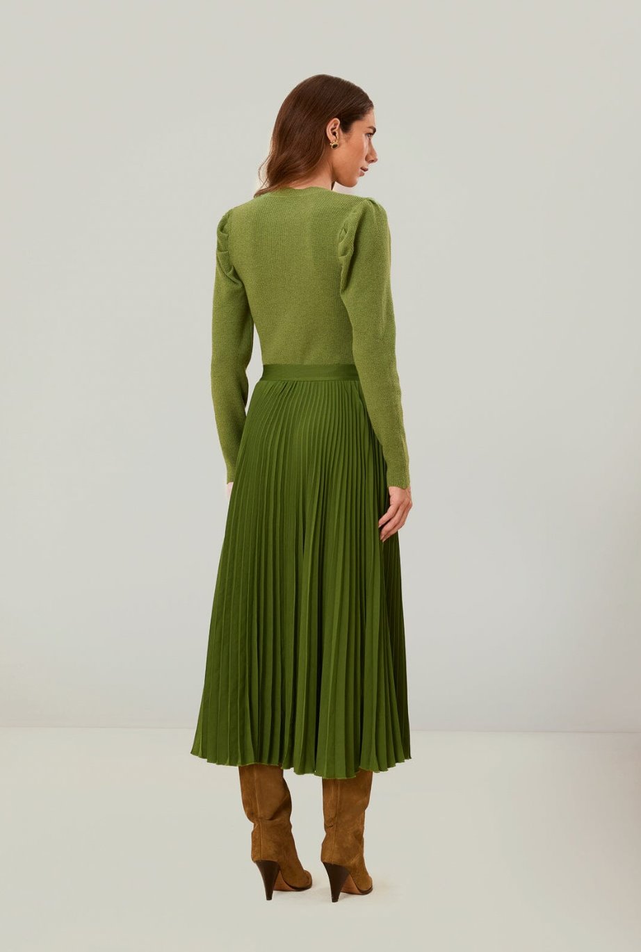 Pleated Maxi Skirt Green Skirts - Maxi Farm Rio 