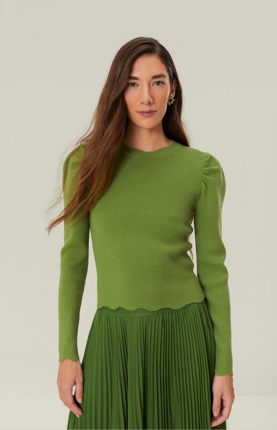 Knit Blouse Green Tops - Blouses Farm Rio 