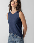 Back Seam Tank Navy Tops - Tanks Lilla P 