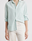 Eileen Relaxed Button Up Green Stripe Tops - Button Down Frank & Eileen 