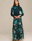 Patricia Sweater Blooming Floral Peacock Blue Sweater - Crewneck Figue 
