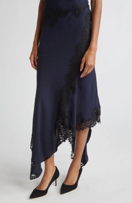 Hartley Asymmetrical Lace Skirt Navy – Peter Kate