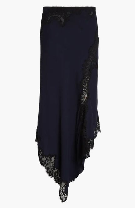 Hartley Asymmetrical Lace Skirt Navy – Peter Kate