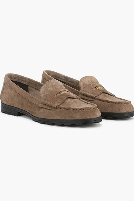 Penny Lug Suede Loafer Bark Flats - Loafer Veronica Beard - Shoes 