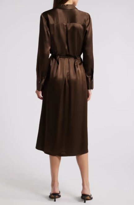 Anina Satin Shirtdress Dark Moss Dresses - Midi Rails 