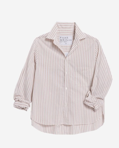 Silvio Untuckable Button Up Shirt Camel/Cream Stripe Tops - Button Down Frank & Eileen 