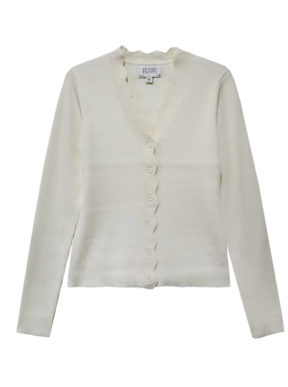 Bliss Scallop Edge Cardigan Cream Sweater - Cardigans Fifteen Twenty 