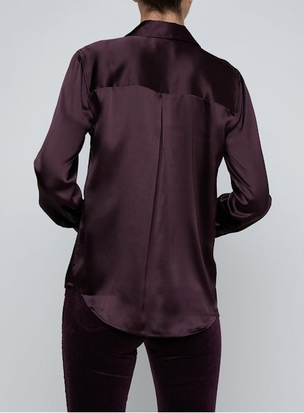 Divya Silk Shirt Dark Malbec Tops - Button Down L'Agence 