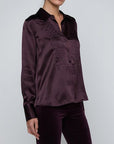 Divya Silk Shirt Dark Malbec Tops - Button Down L'Agence 
