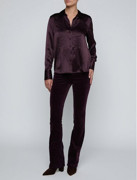 Divya Silk Shirt Dark Malbec Tops - Button Down L'Agence 