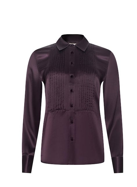 Divya Silk Shirt Dark Malbec Tops - Button Down L'Agence 